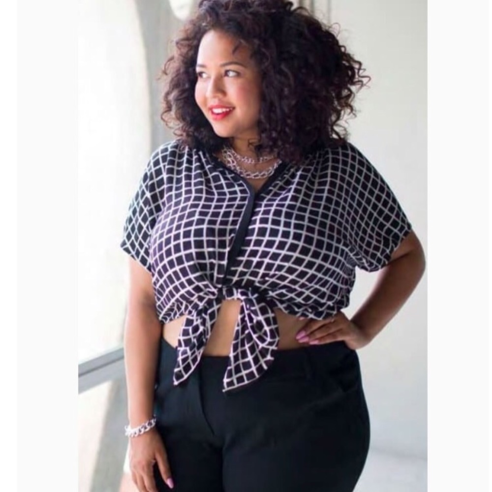 Ava & Viv Black & White Checkered Button Down